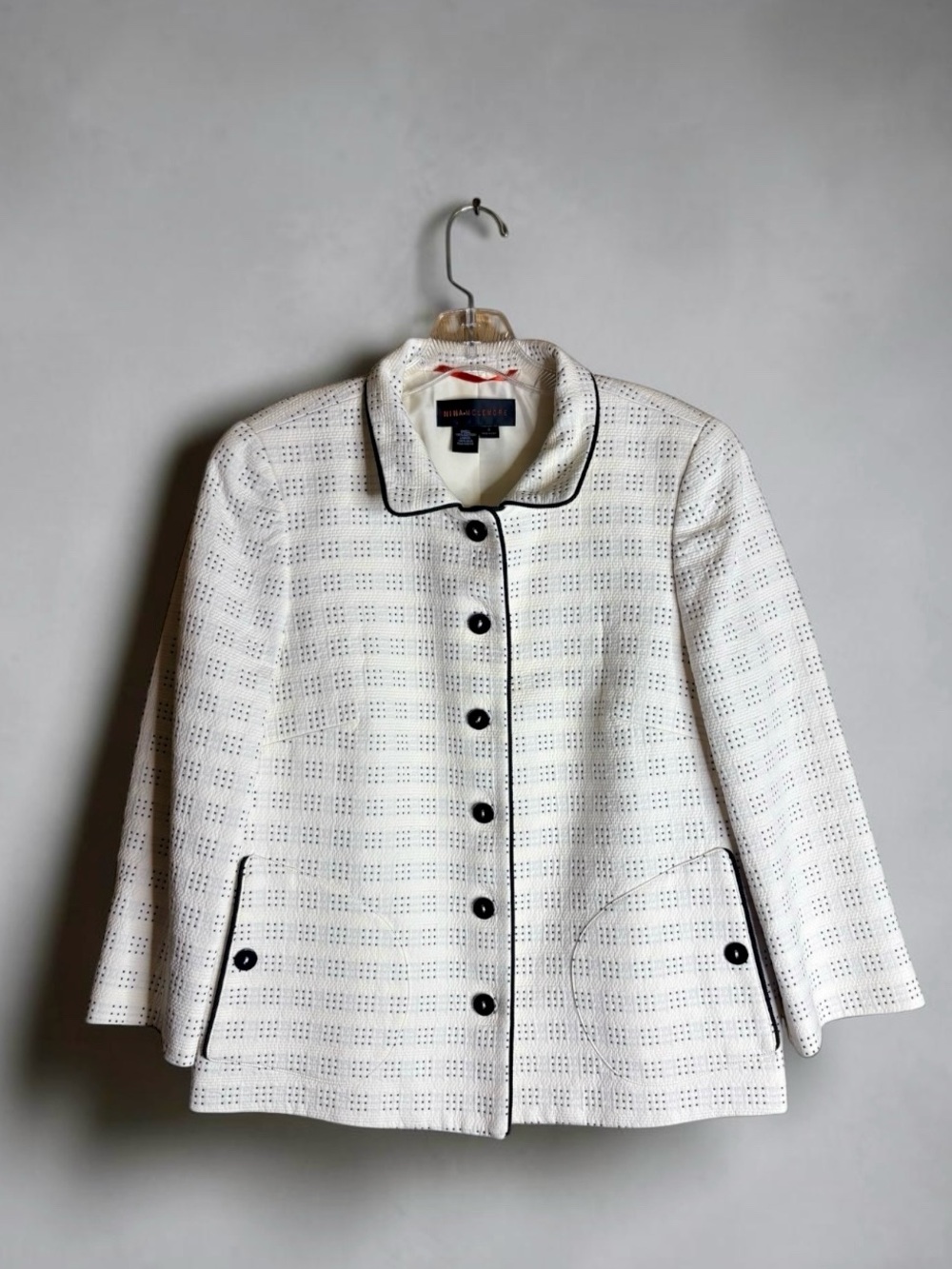 Nina McLemore Size 8 Cotton Silk Lined Textured Jacket Made in USA